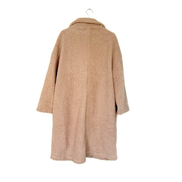 The Post Tan Teddy Sherpa Longline Jacket Womens Medium - Picture 6 of 6